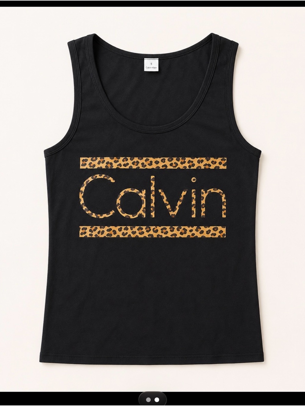Calvin Klein Black Leopard Logo Tank Top Women Size Small